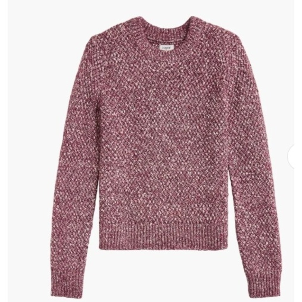 J.Crew Womens Marled Burgundy Cotton Linen Blend Crewneck Sweater Size S